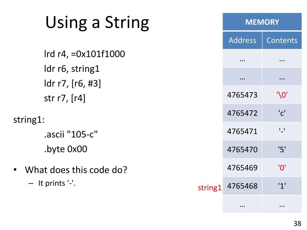 using a string 1