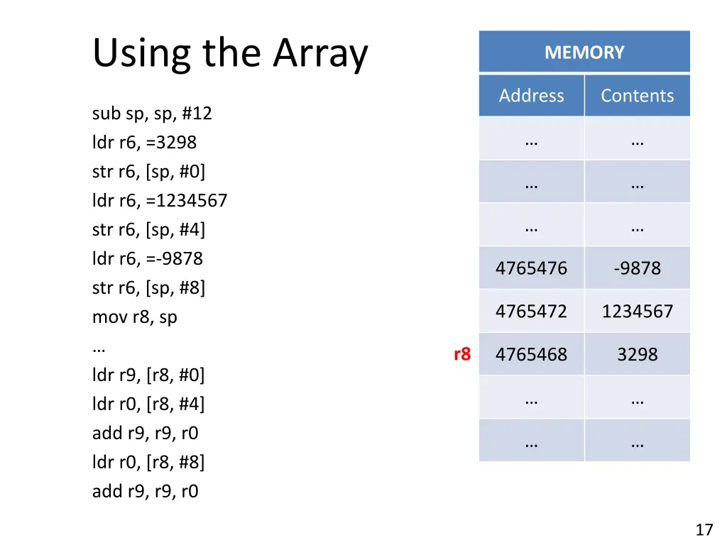 using the array 5