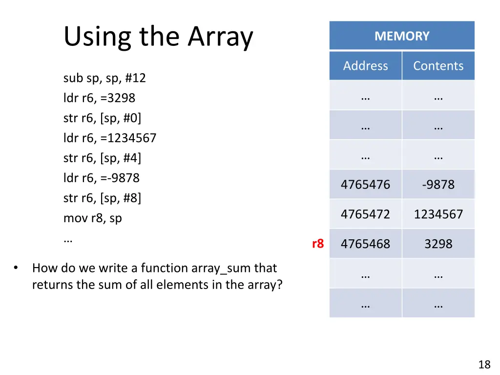using the array 6