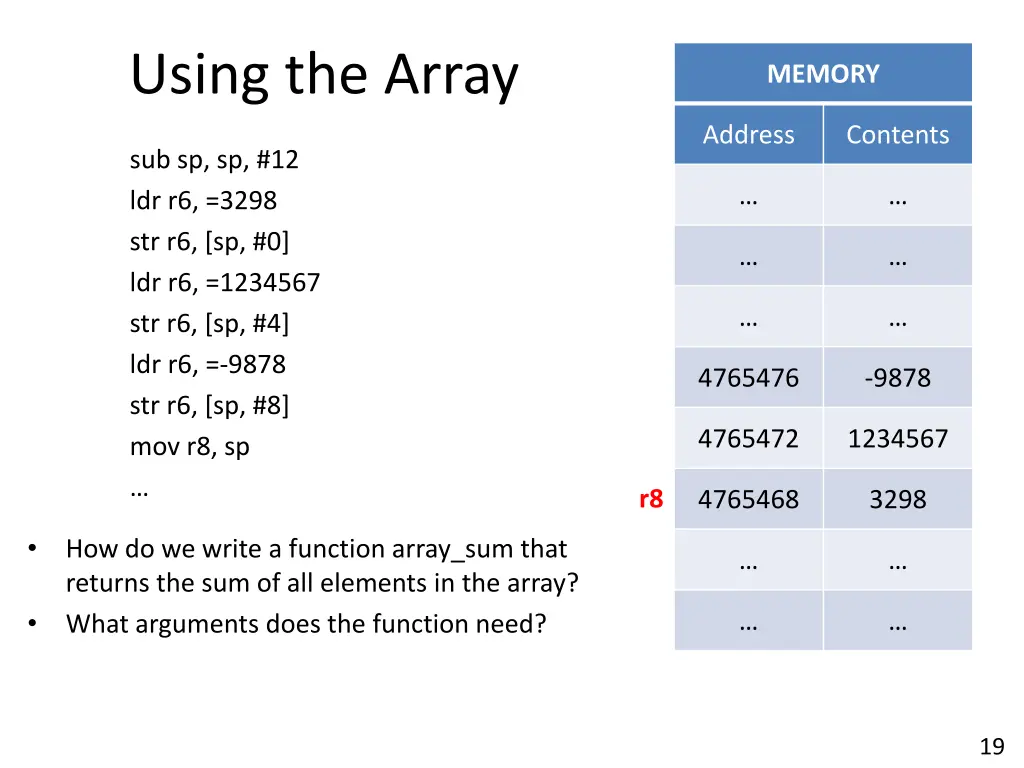 using the array 7