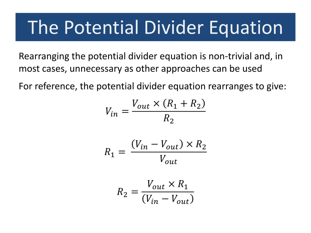 the potential divider equation 1