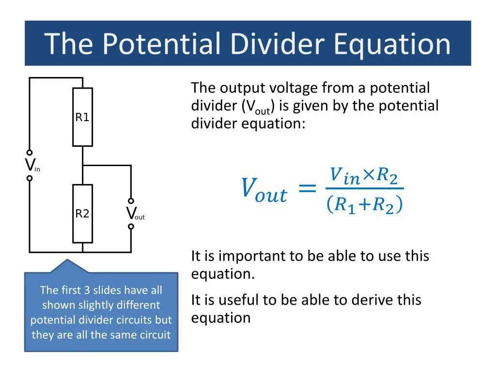 the potential divider equation