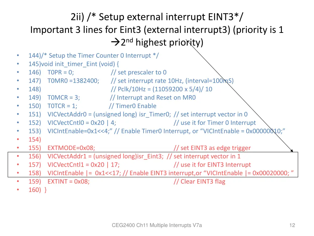 2ii setup external interrupt eint3 important