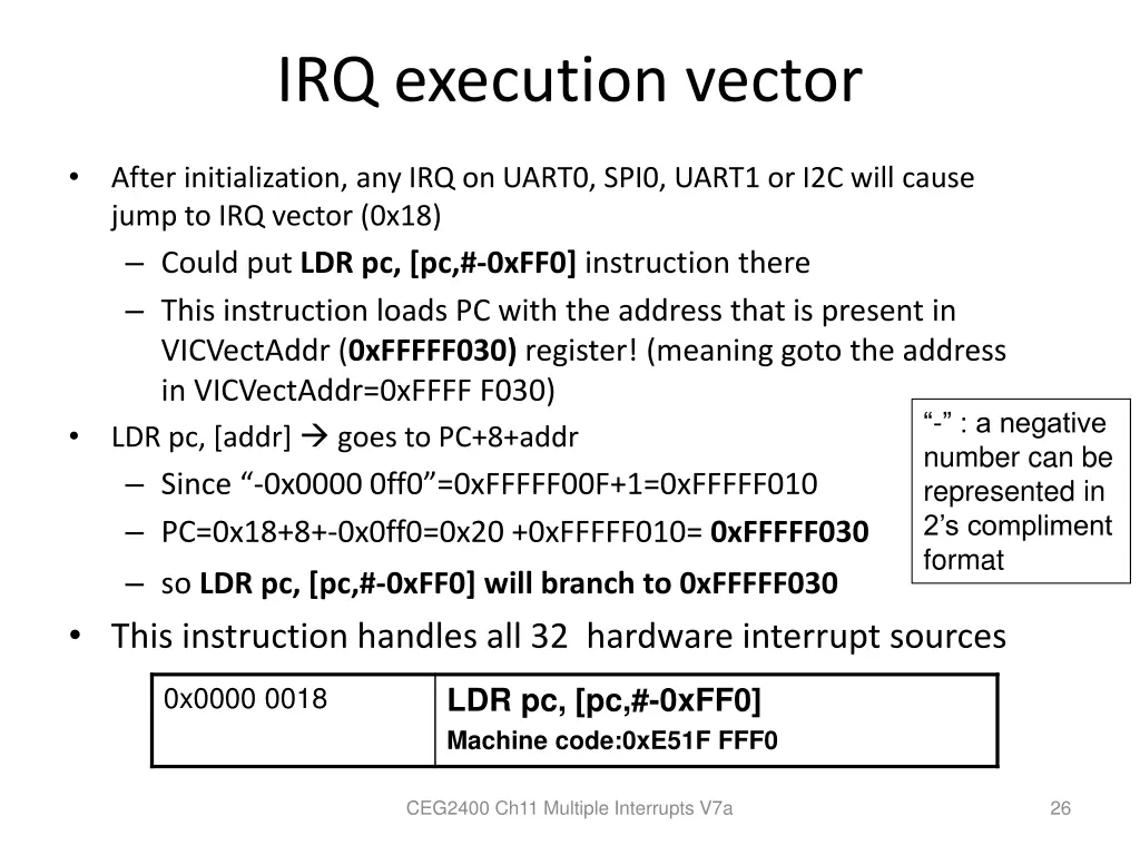 irq execution vector