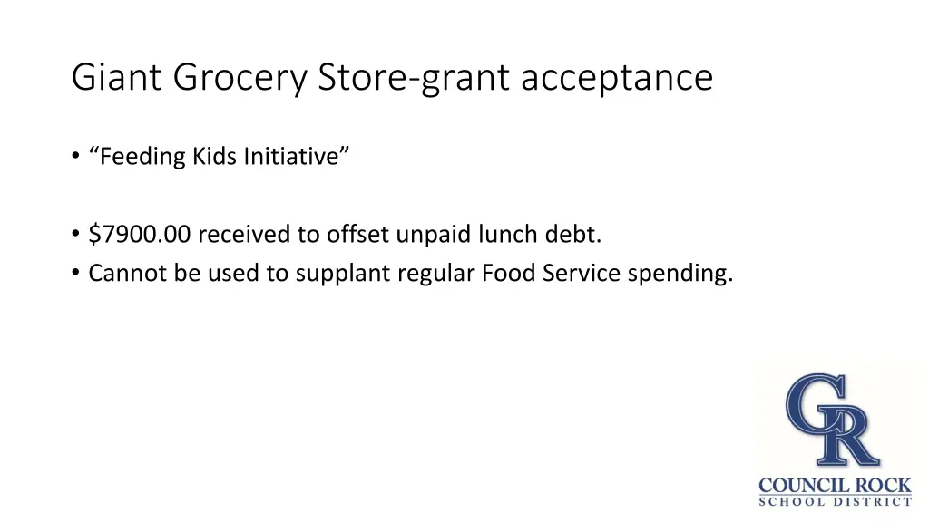 giant grocery store grant acceptance