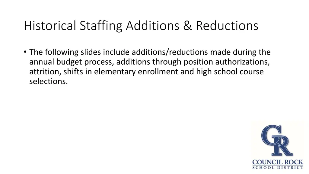 historical staffing additions reductions