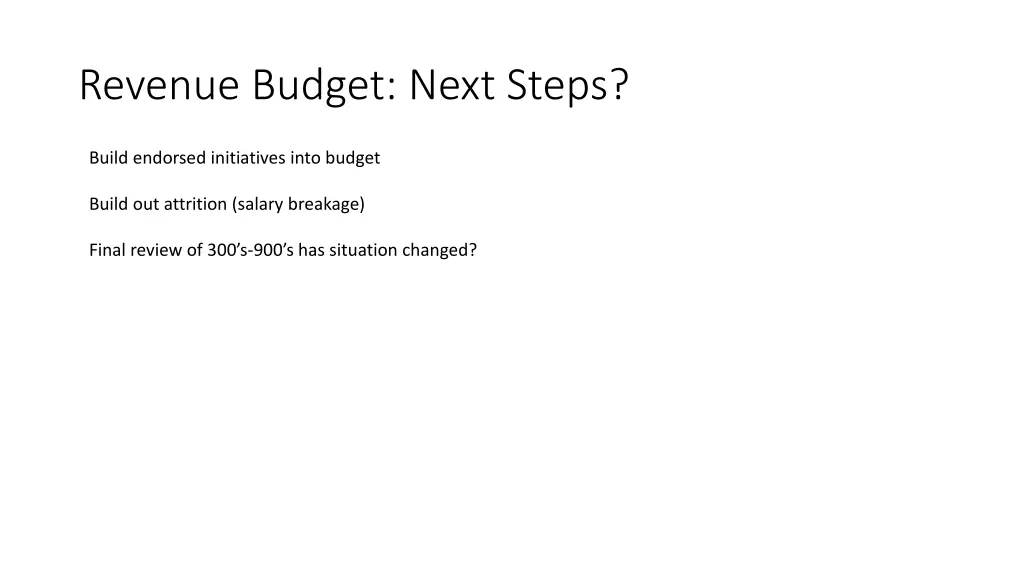 revenue budget next steps