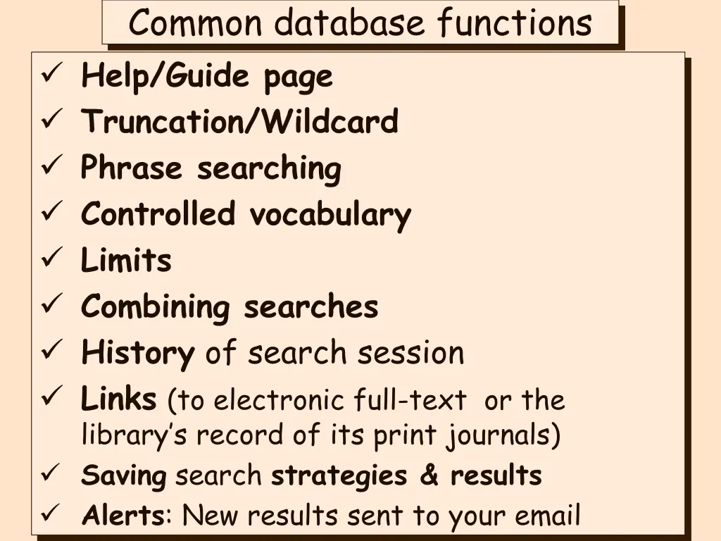 common database functions help guide page