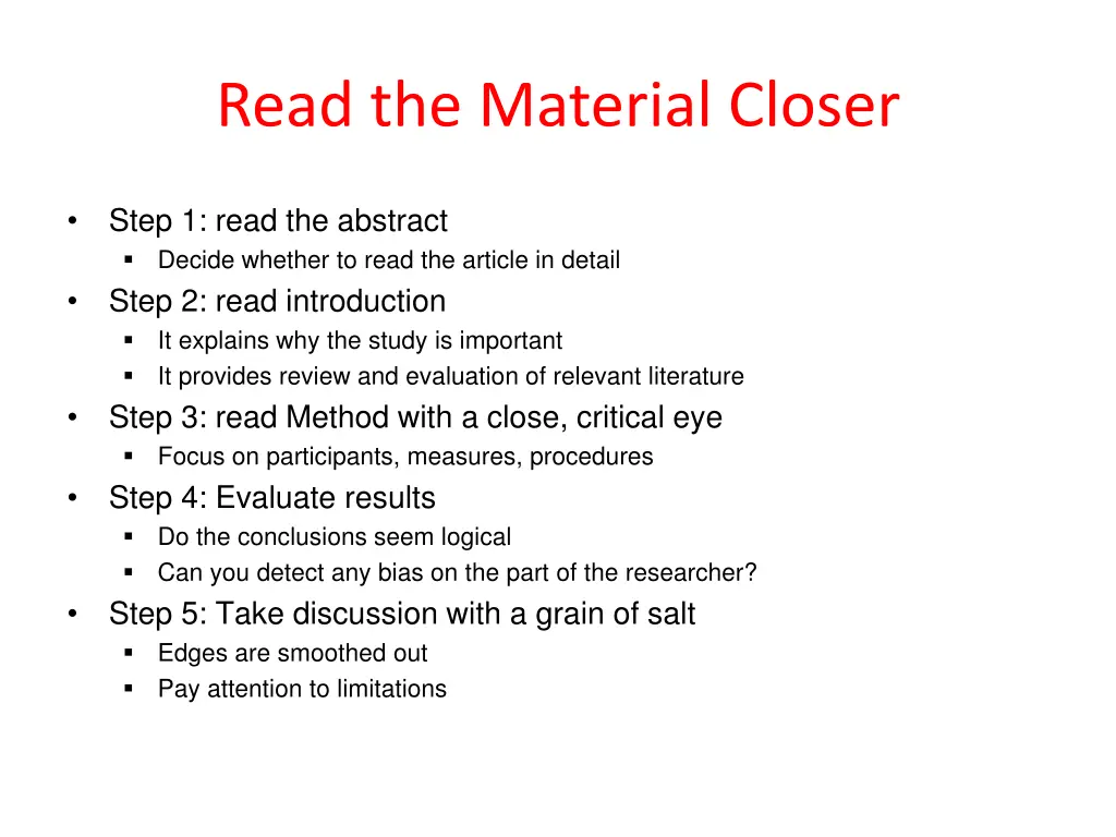 read the material closer