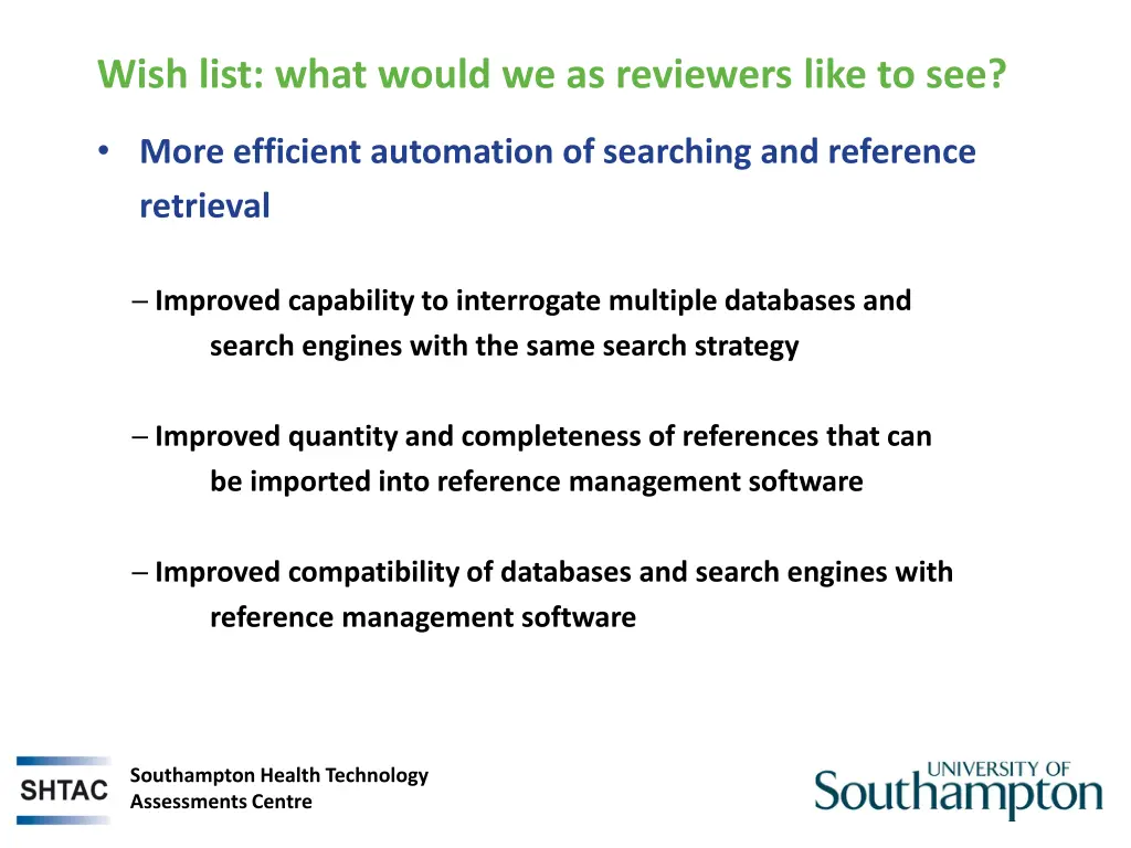 wish list what would we as reviewers like to see