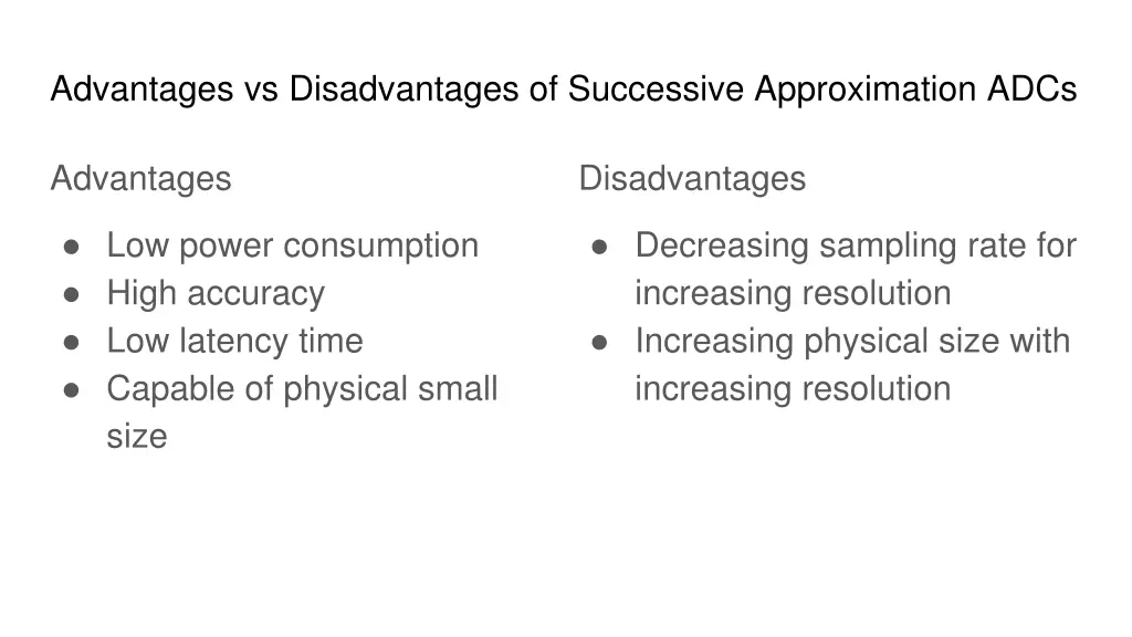 advantages vs disadvantages of successive
