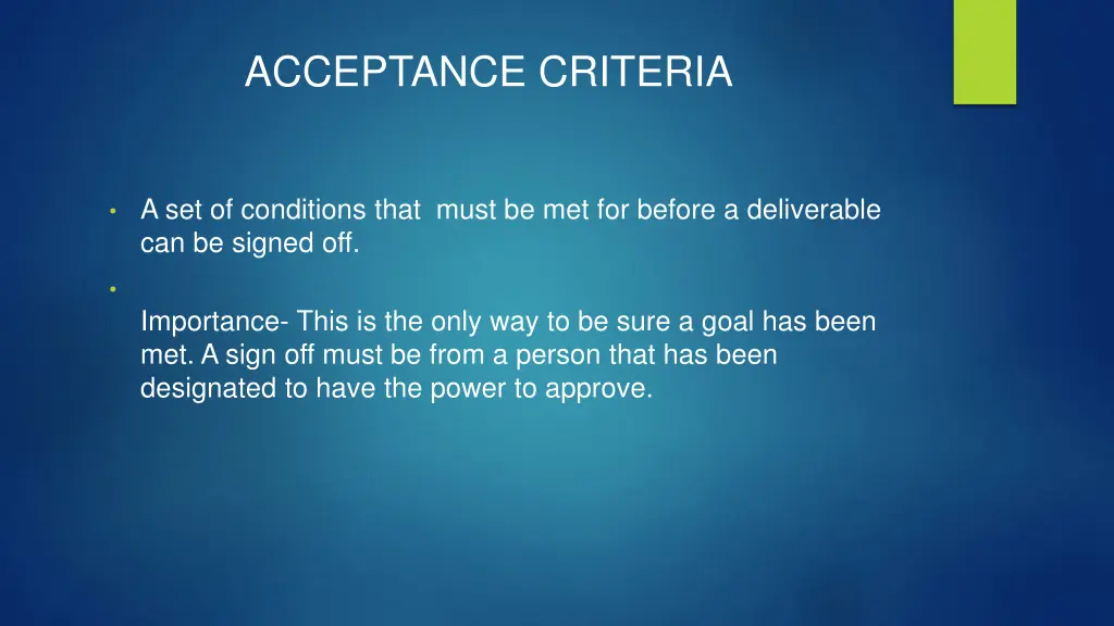 acceptance criteria