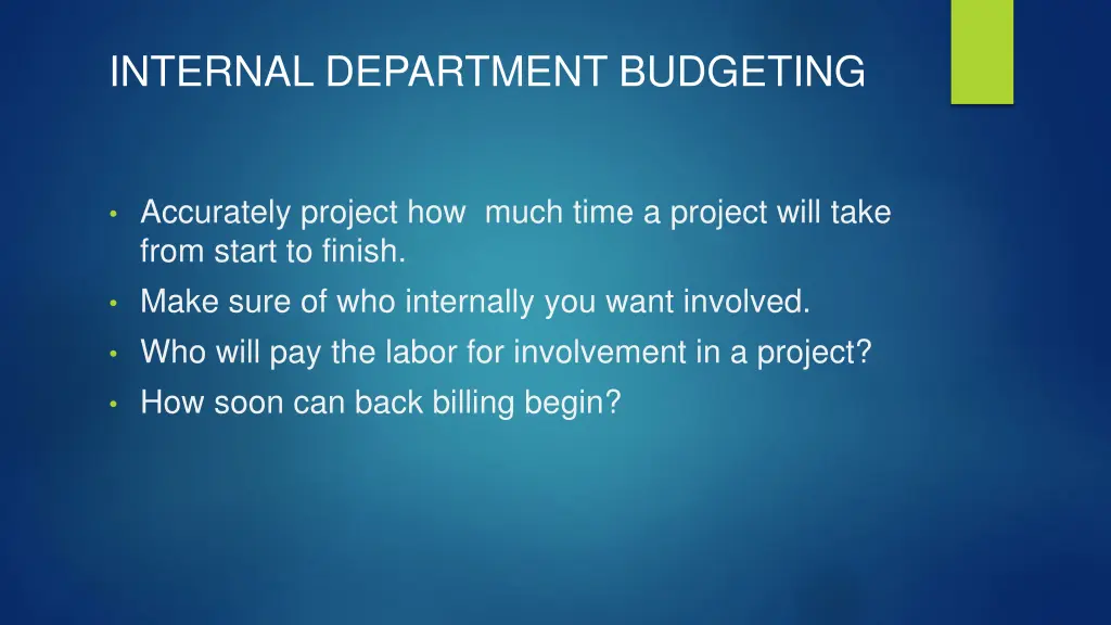 internal department budgeting