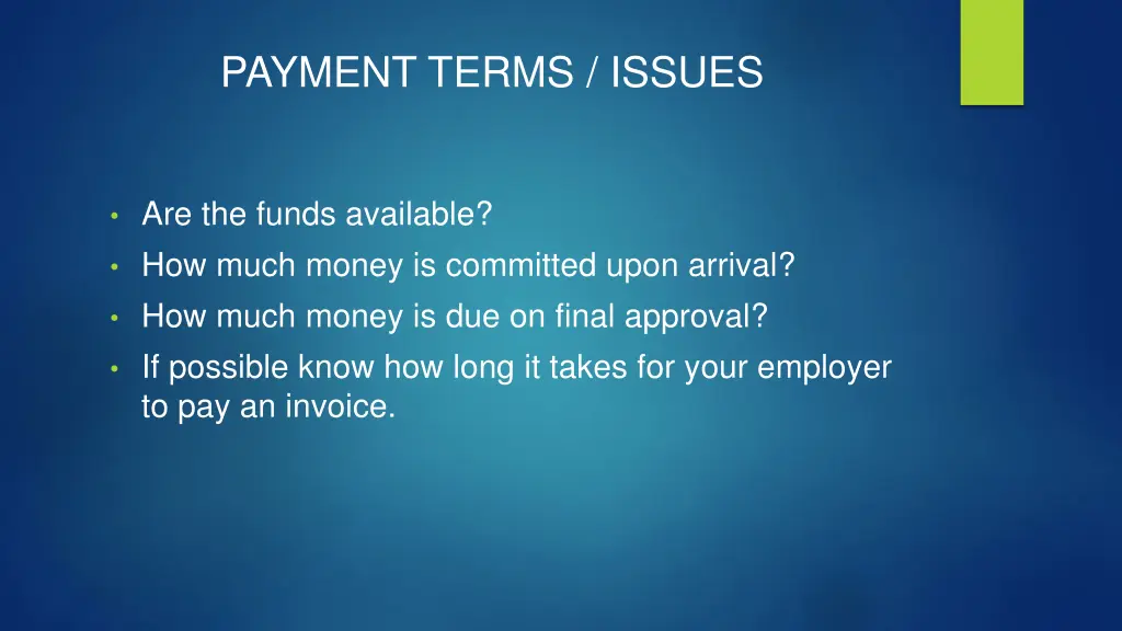 payment terms issues