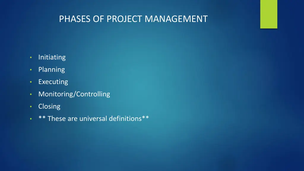 phases of project management