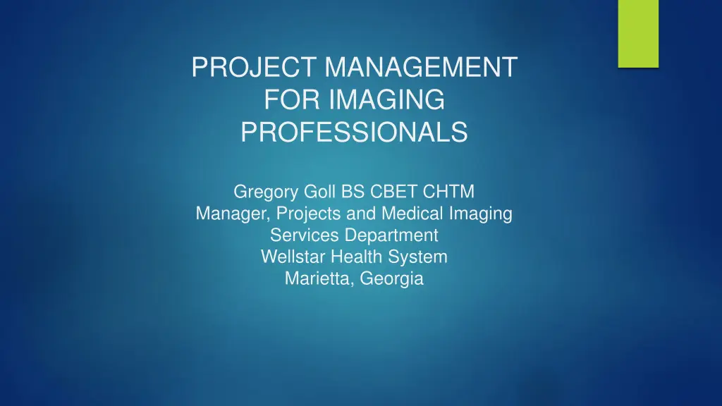 project management for imaging professionals