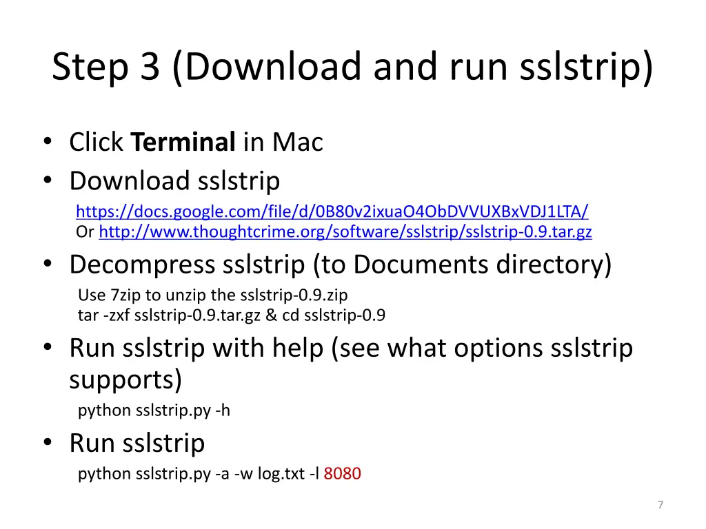 step 3 download and run sslstrip