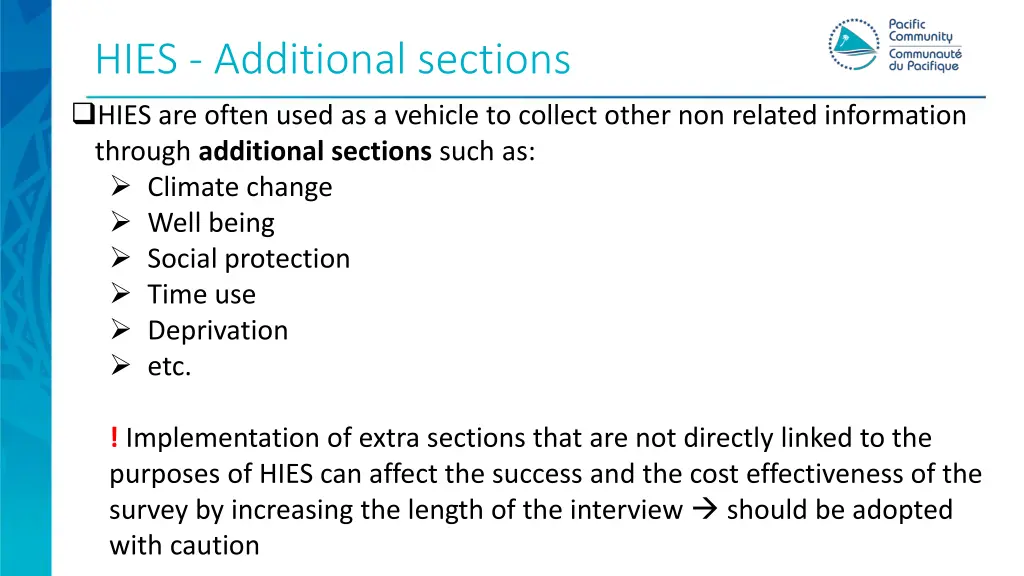 hies additional sections