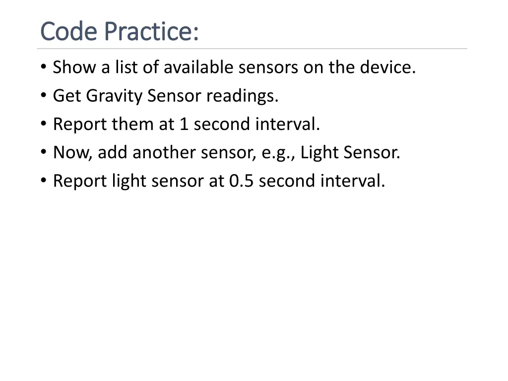 code practice code practice show a list