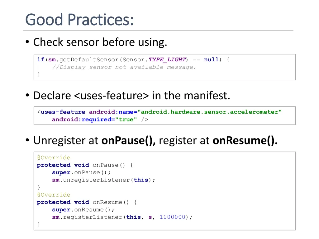 good practices good practices check sensor before