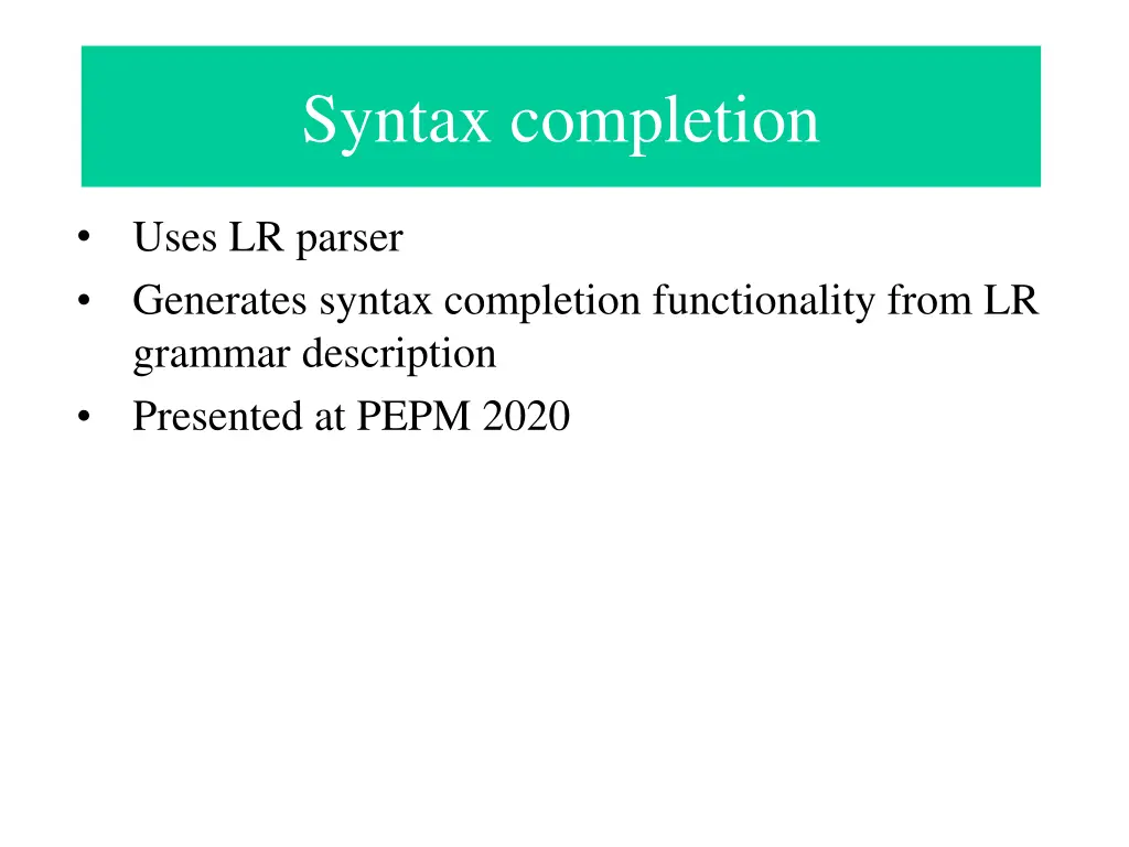 syntax completion