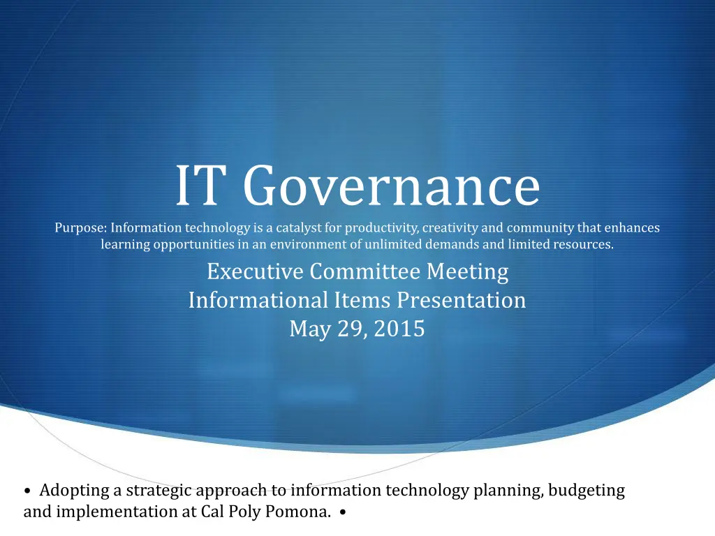 it governance purpose information technology