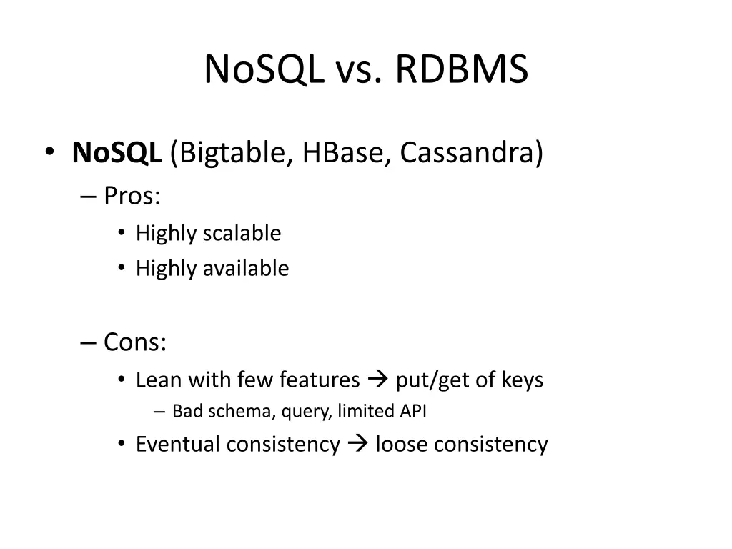 nosql vs rdbms