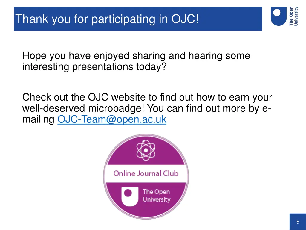 thank you for participating in ojc