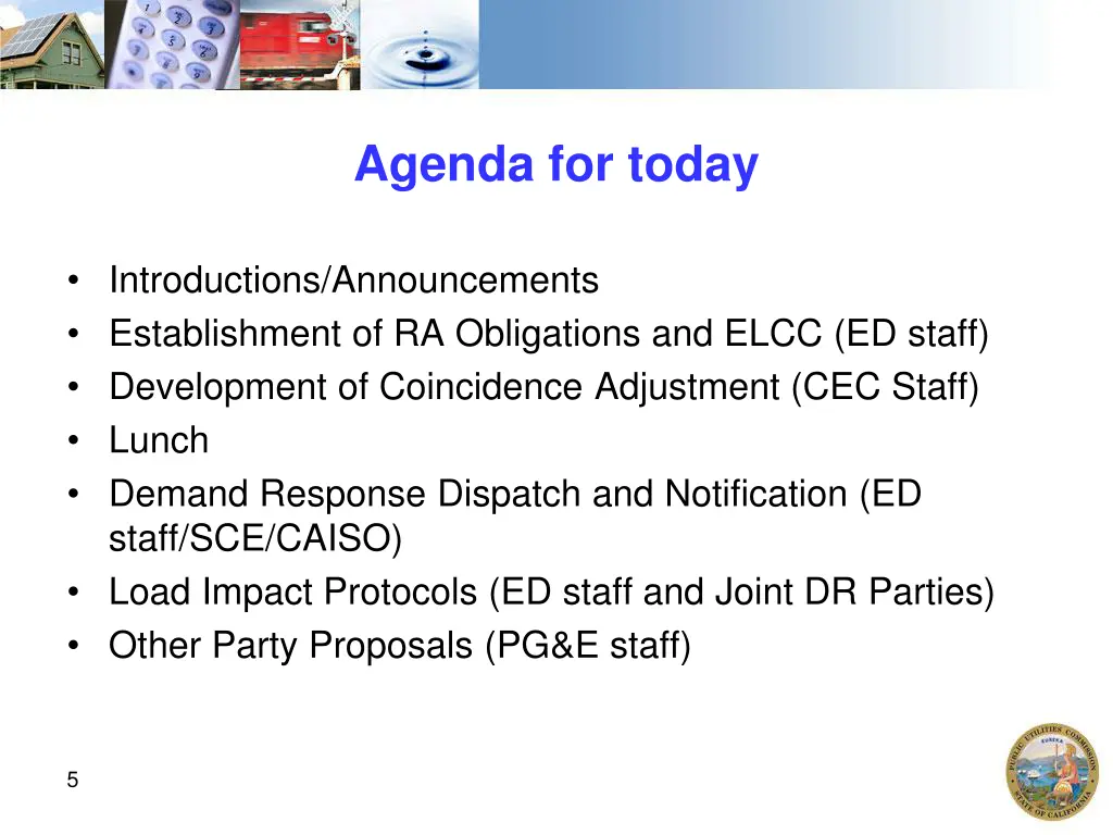 agenda for today