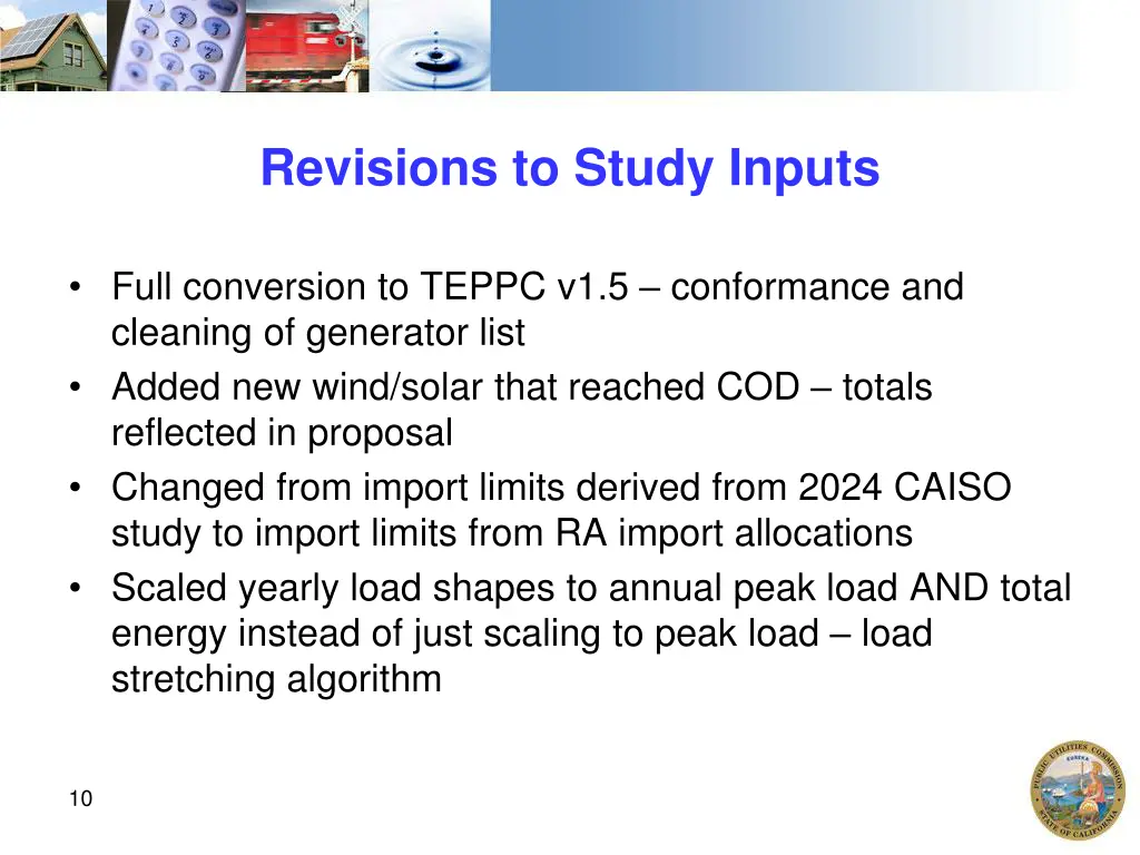 revisions to study inputs
