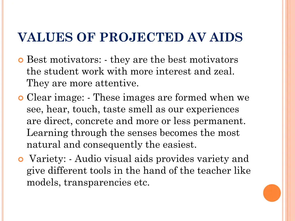 values of projected av aids