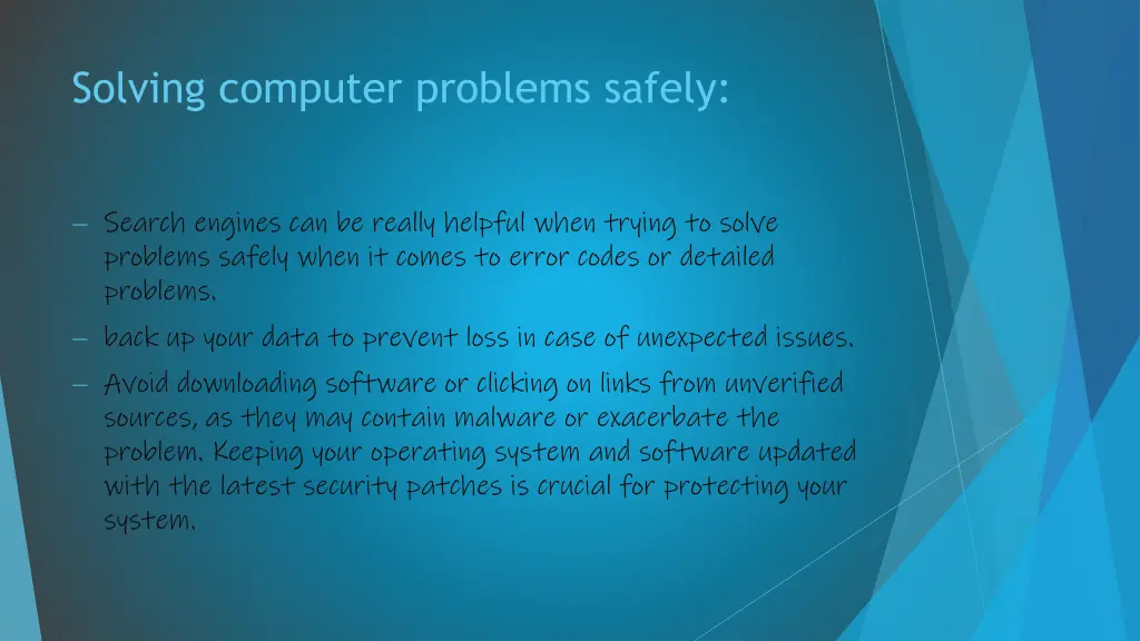 solving computer problems safely