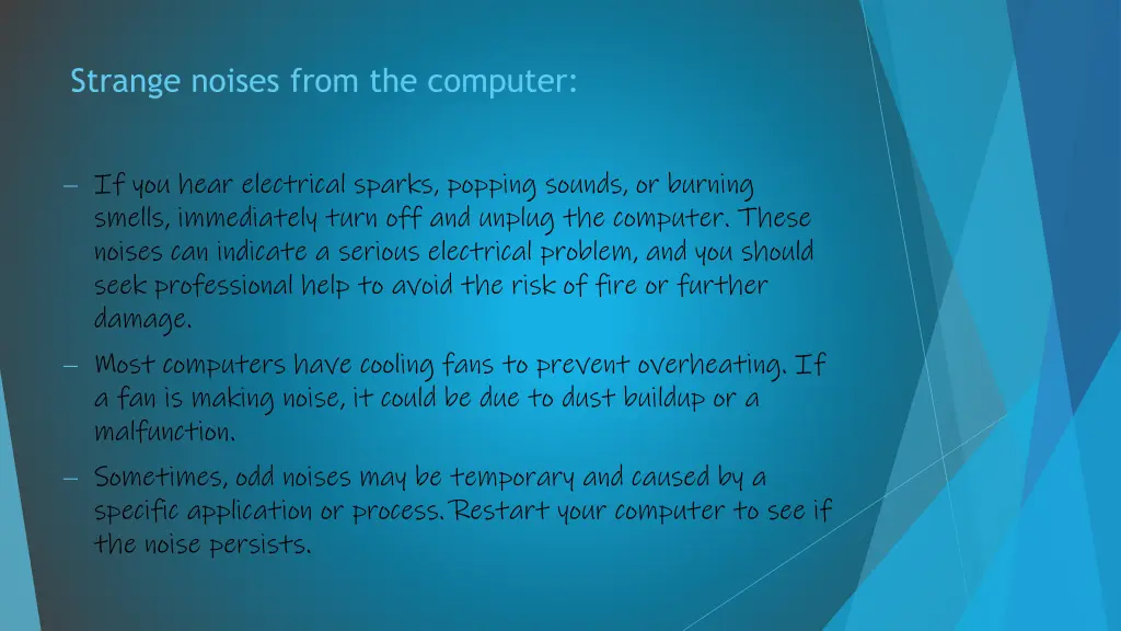strange noises from the computer