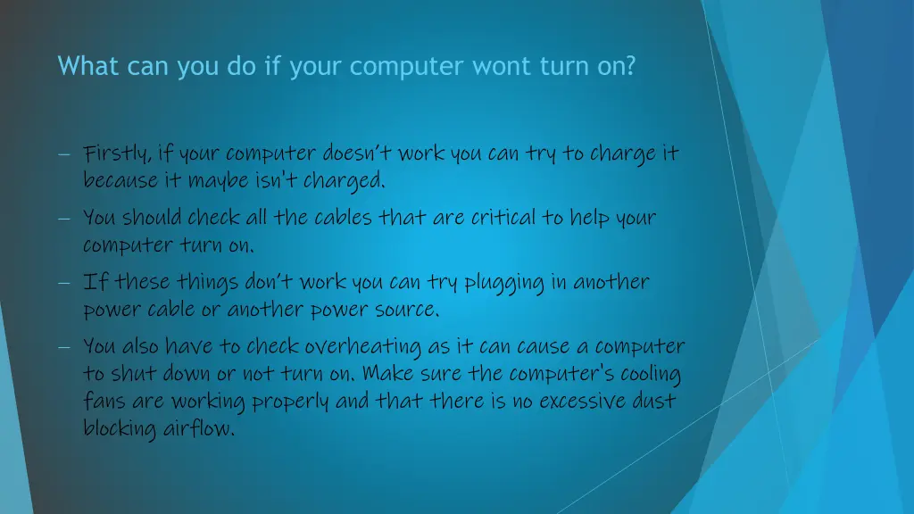 what can you do if your computer wont turn on