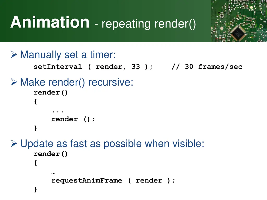 animation repeating render