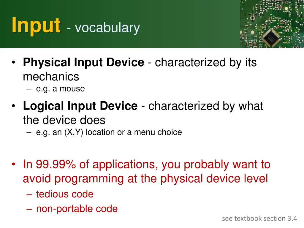 input vocabulary