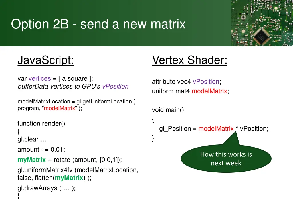 option 2b send a new matrix
