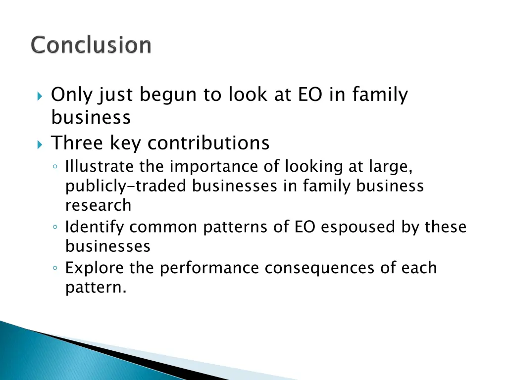 only just begun to look at eo in family business
