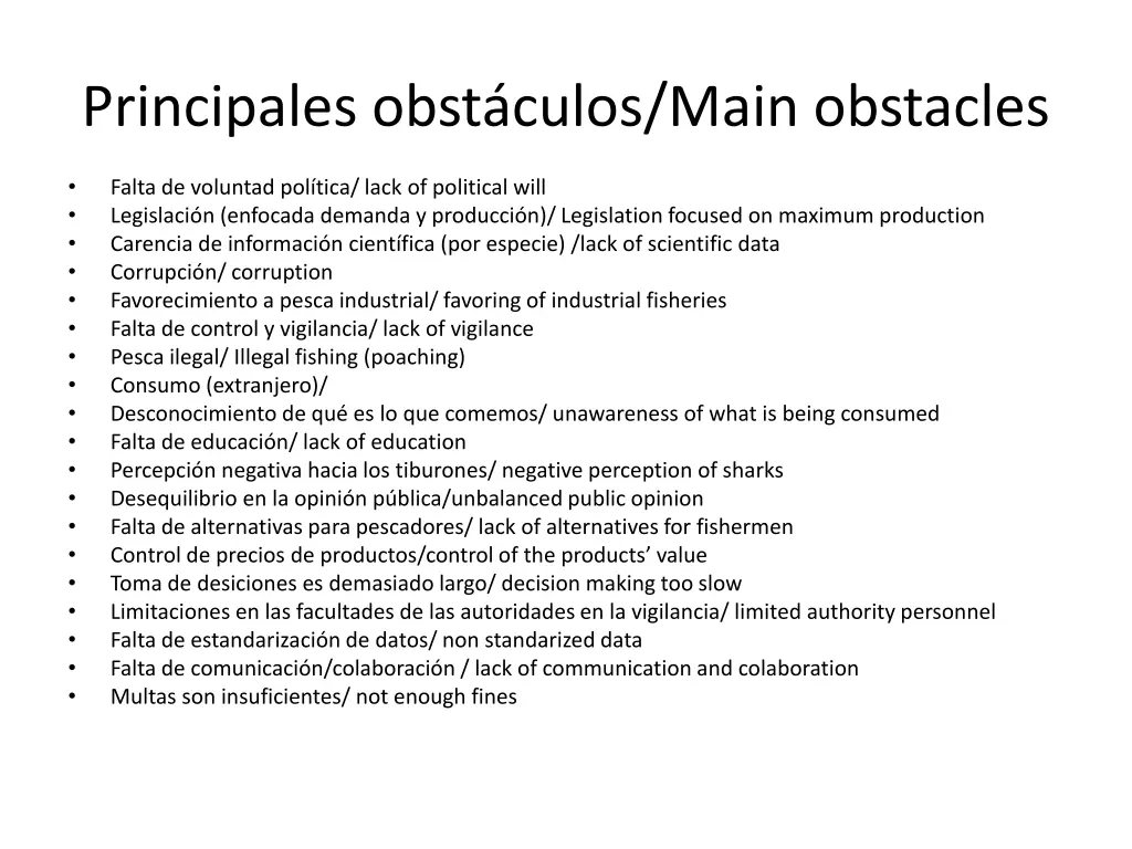 principales obst culos main obstacles