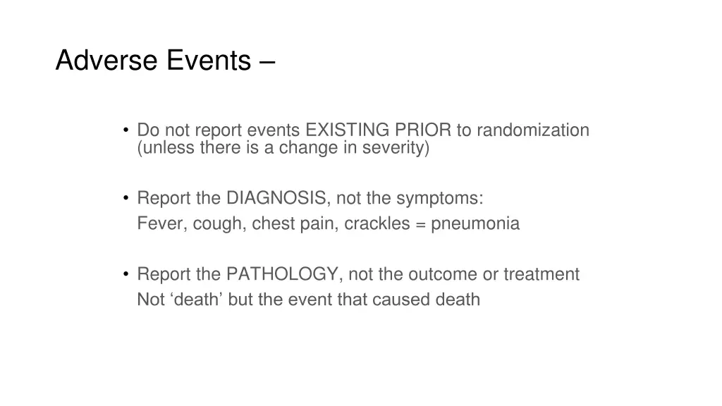 adverse events key points