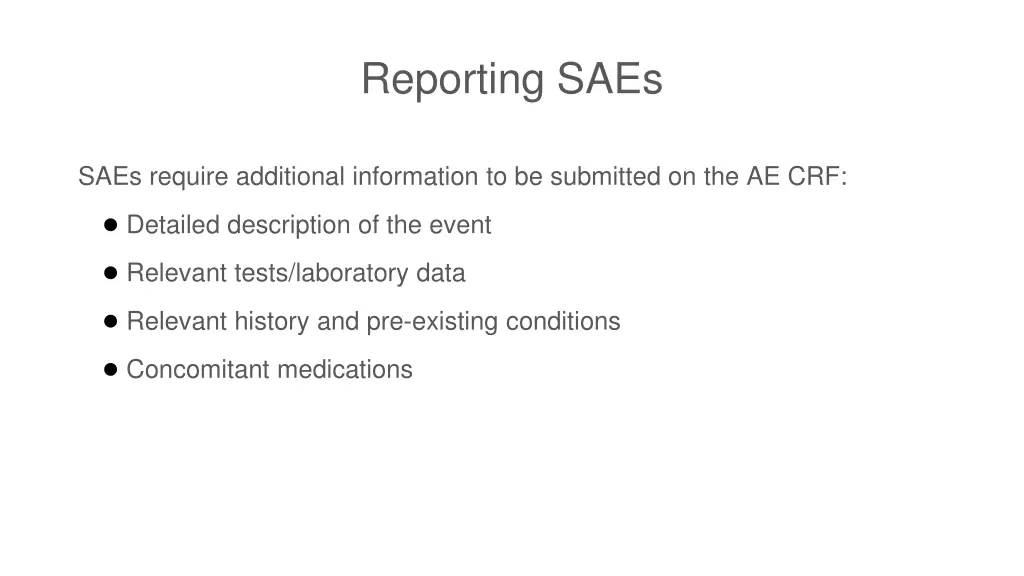 reporting saes