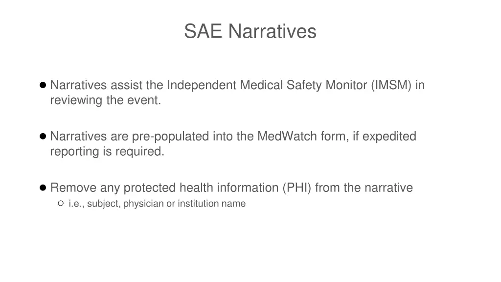 sae narratives