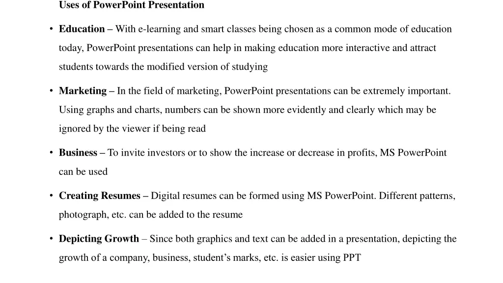 uses of powerpoint presentation