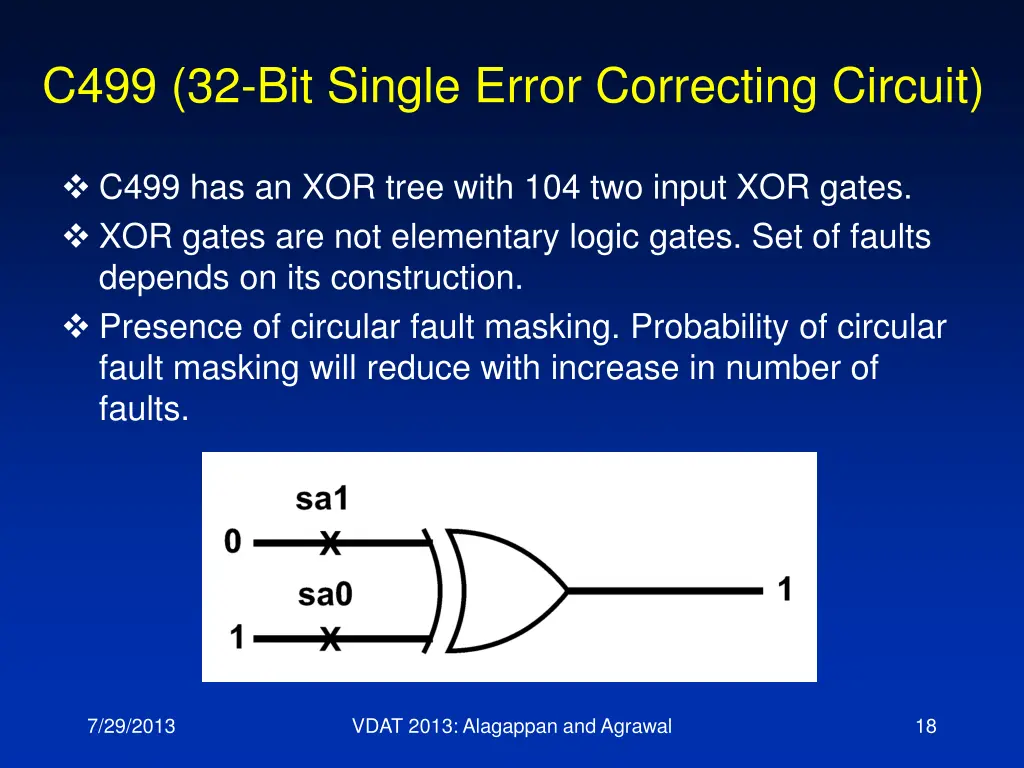 c499 32 bit single error correcting circuit