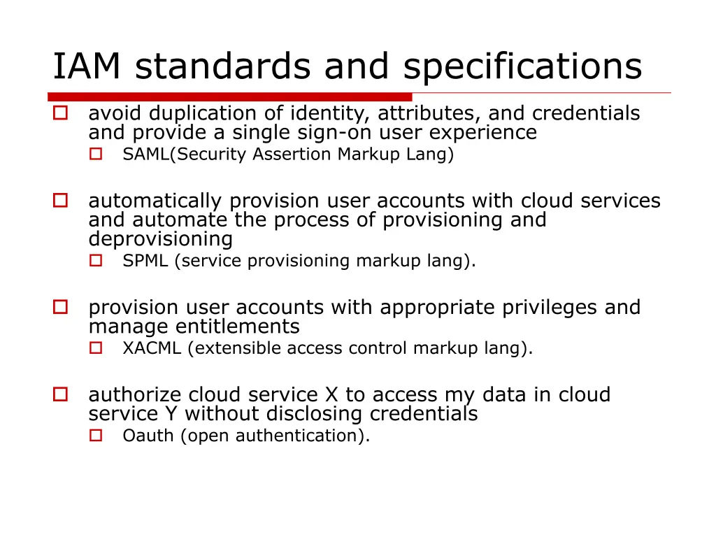 iam standards and specifications