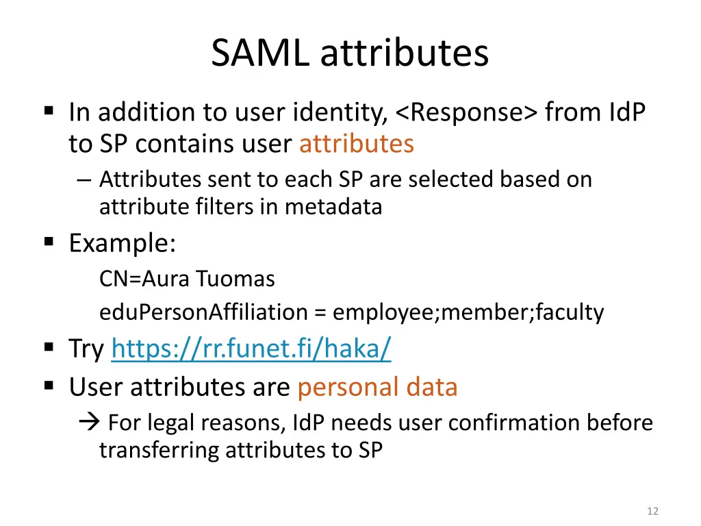 saml attributes