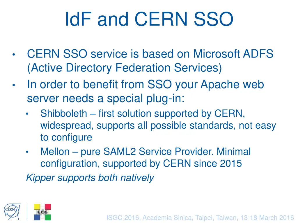 idf and cern sso