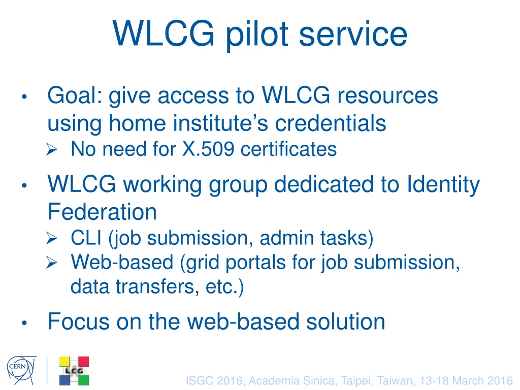 wlcg pilot service