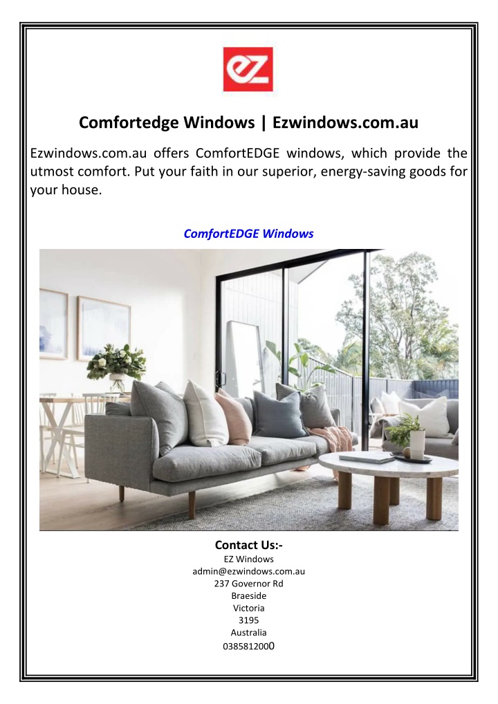 comfortedge windows ezwindows com au