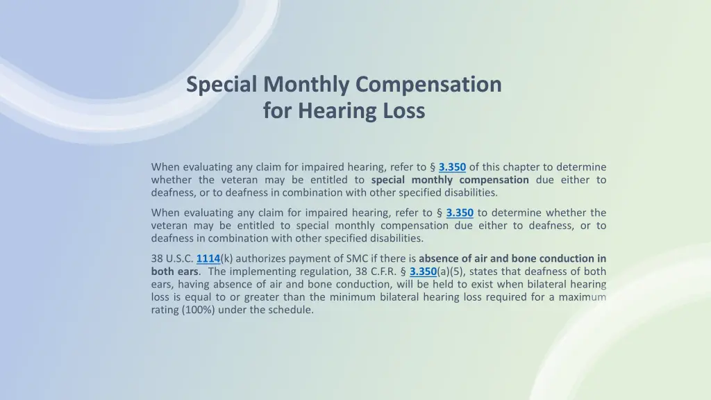 special monthly compensation for hearing loss